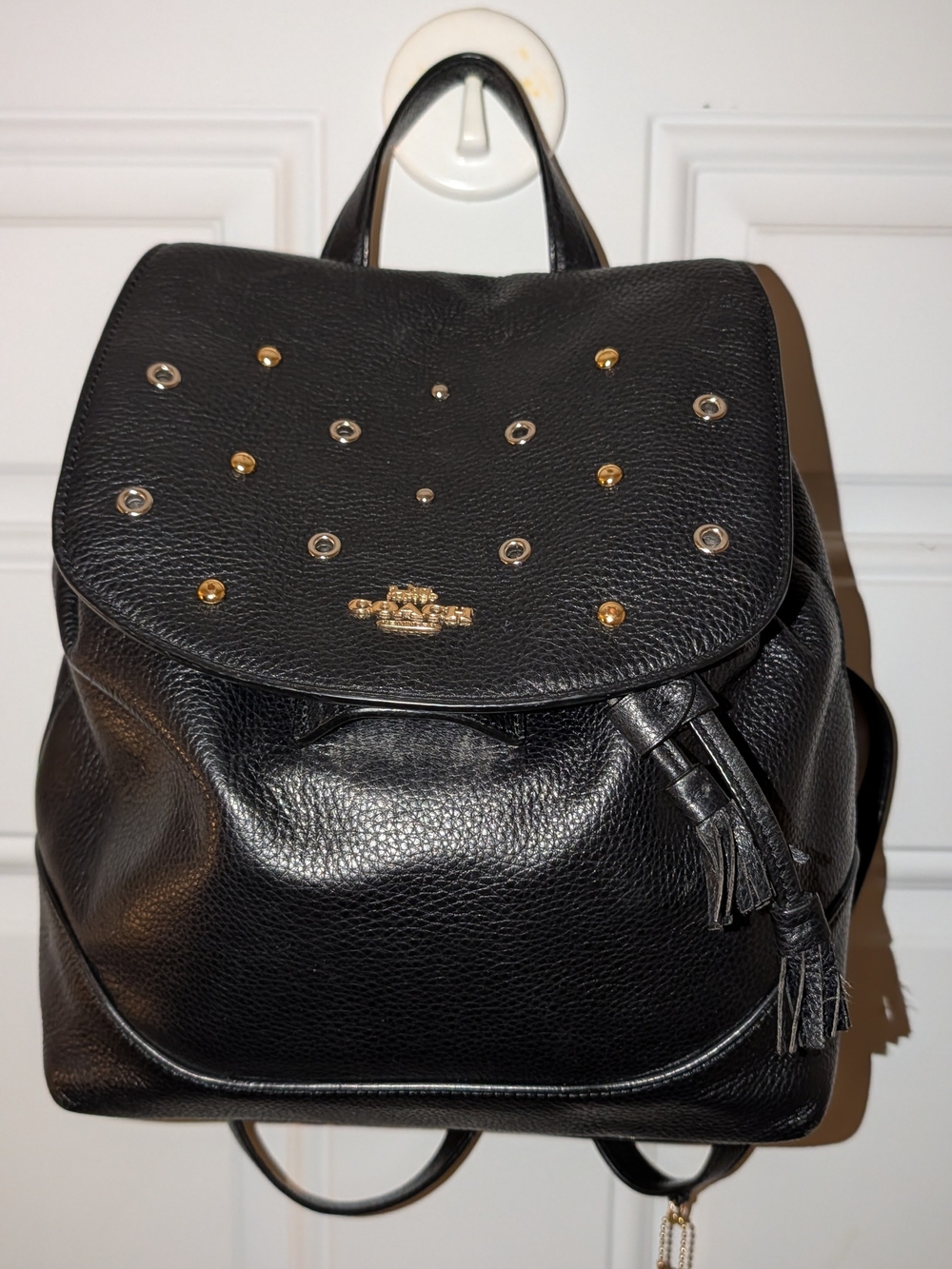 Coach Pebbled Leather Studded Backpack GUC